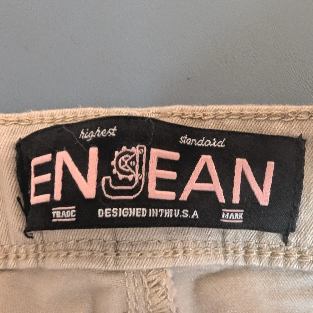 NWT Enjean Push Up Ankle Skinny Pants Womens 9 Khaki Tan Mid Rise Stretch